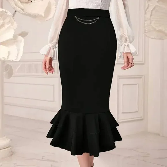 Elegant Mermaid Tail Midi Skirt - Picture 3 of 4